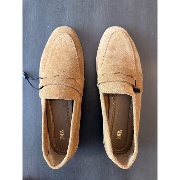 Zara Shoes Womens Size 5.5 Brown Suede Loafers Slip On Cushioned Flats - Picture 3 of 16